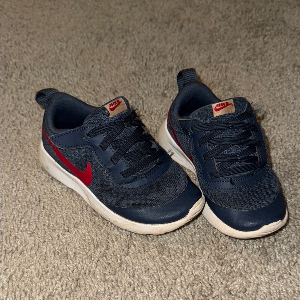 Nike Blue and Red Low-Top Sneakers with Mesh Upper